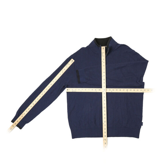 Michael Kors Textured Quarter-Zip Sweater Blue Size XL 4979 - Picture 2 of 2